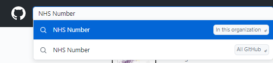 Image of search of the words NHS Number